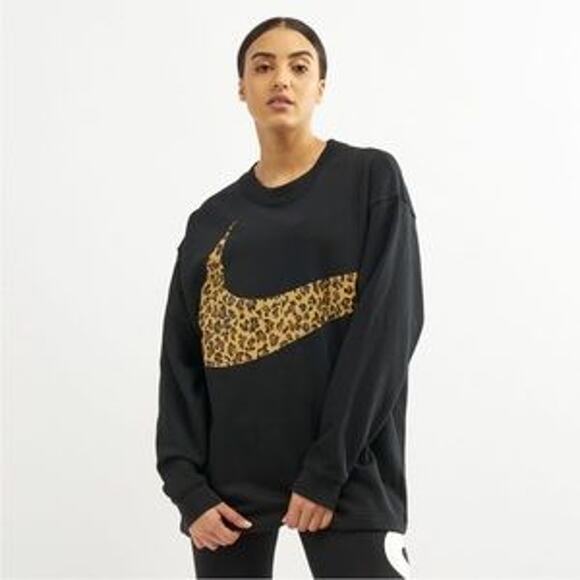 Nike Women's Leopard Print Swoosh Oversized Sweatshirt New NWT XL - Picture 1 of 8